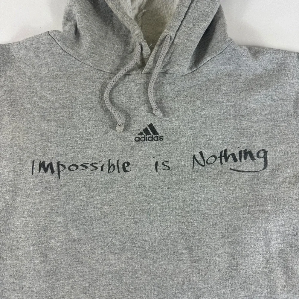 Adidas Mens 3XL Gray Hoodie Impossible is Nothing‎ Pullover Sweatshirt